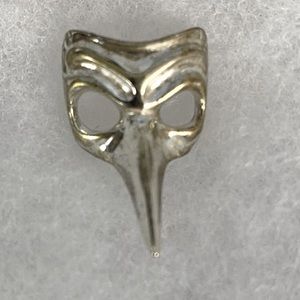 Italian Venice Silver Plague Mask Pin